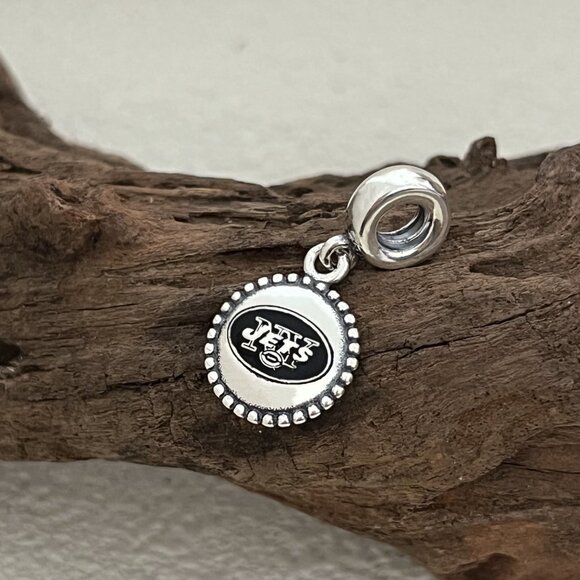 Pandora NFL Football New York Jets S925 Silver Dangle Charm - Picture 1 of 4